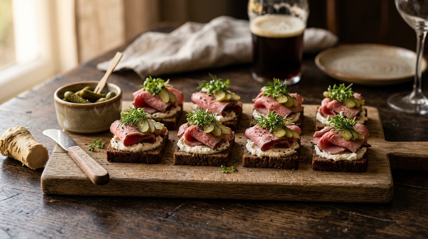 Roggebroodjes met rosbief
