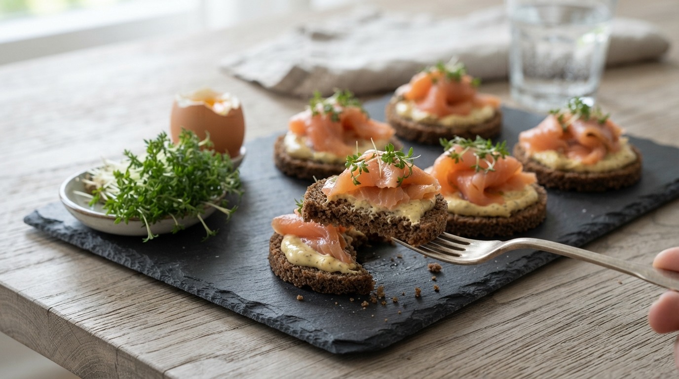 Roggebroodjes met zalmfilet