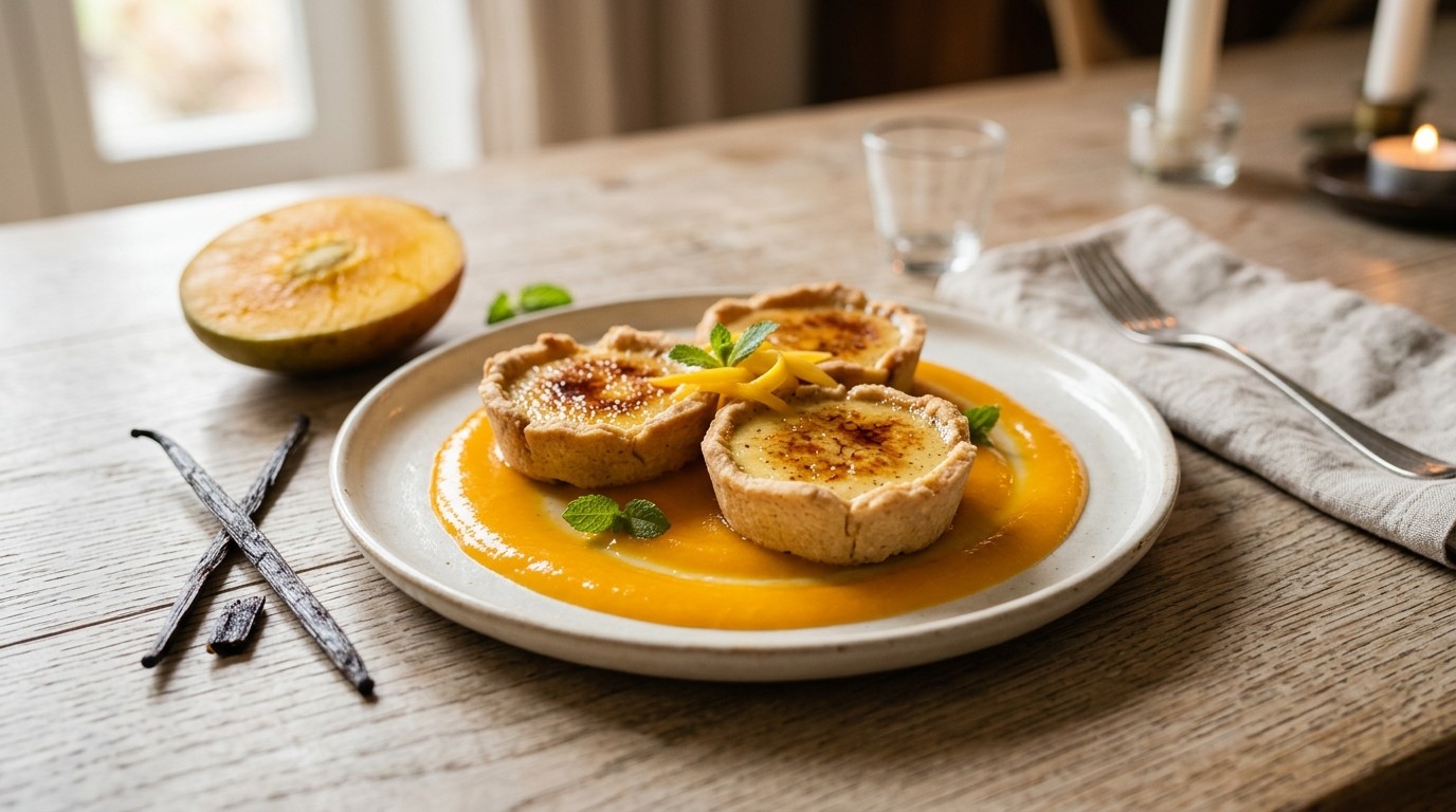 Romig Taartje met Mangosaus