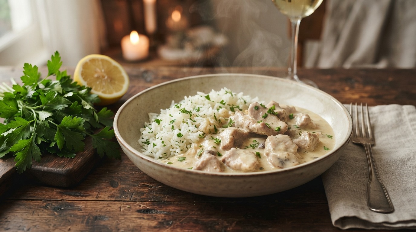 Romige kalfsragout met peterselierijst