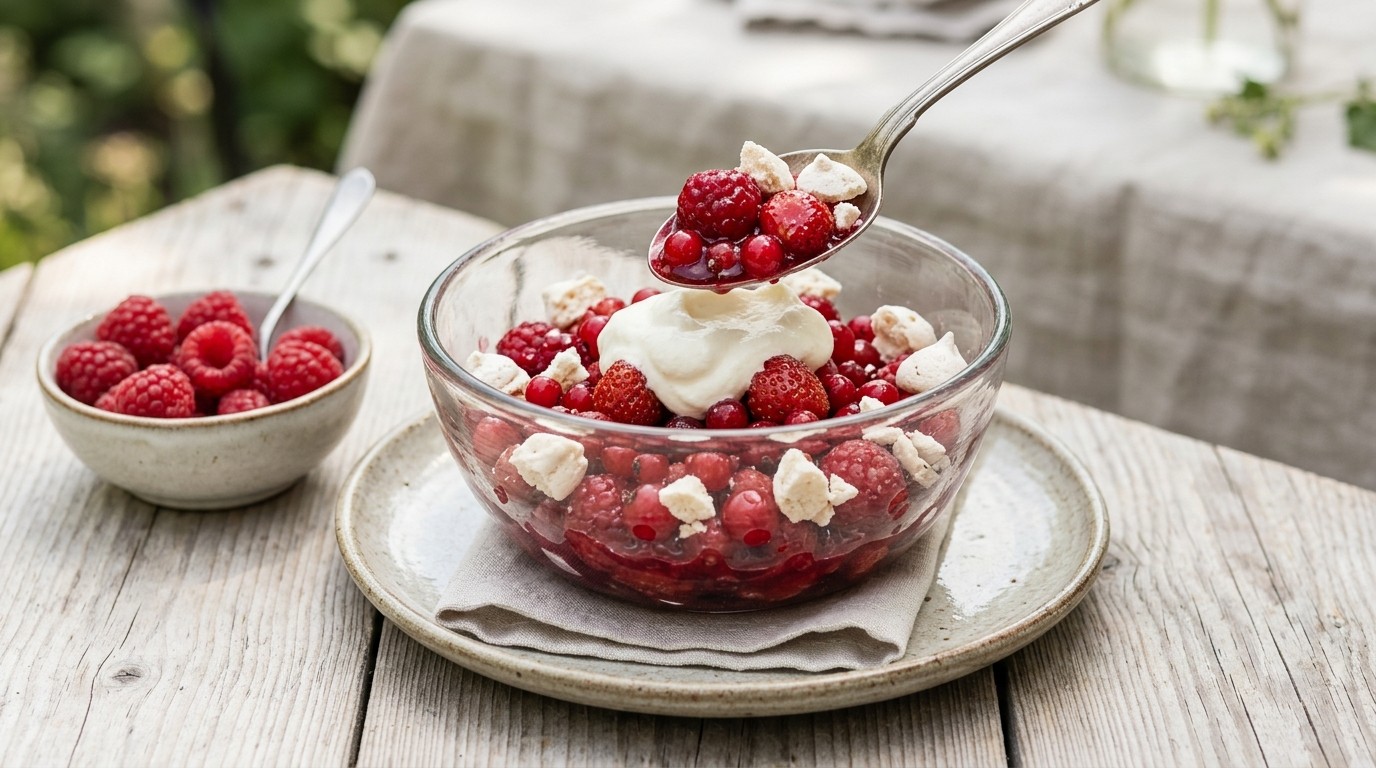 Rood fruit met merinques