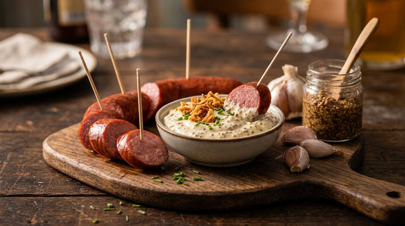 Rookworst met mosterdmayonaise