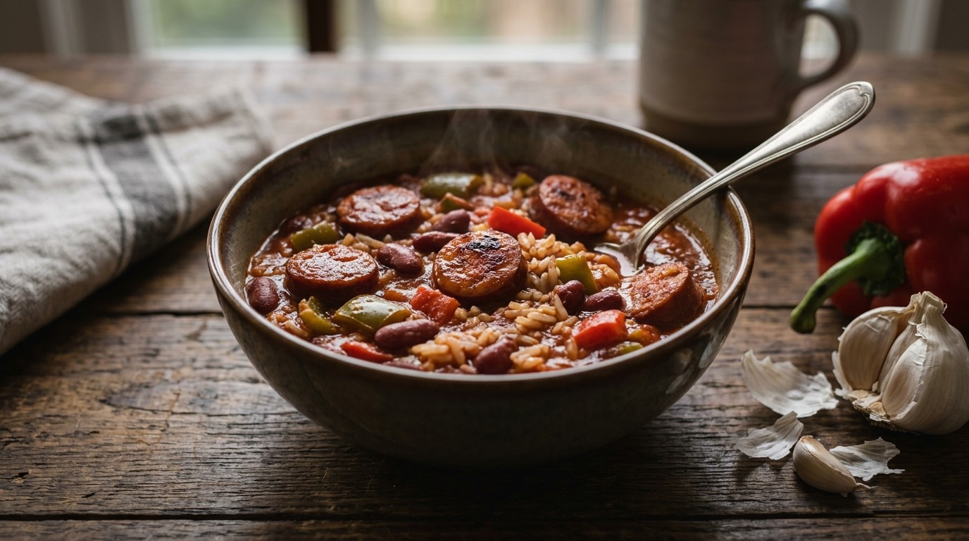 Rookworstchili uit de Rijstkoker