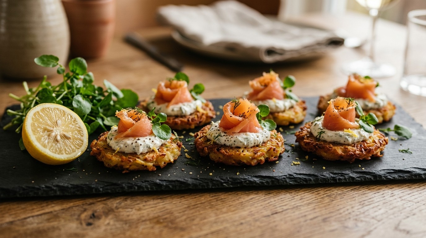 Röstirondjes met Gerookte Zalm