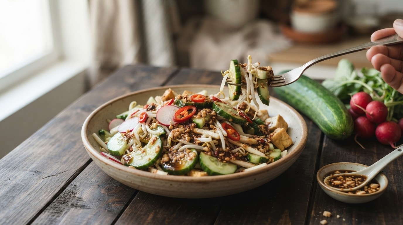 Rujak sajuran (sla van komkommmer)