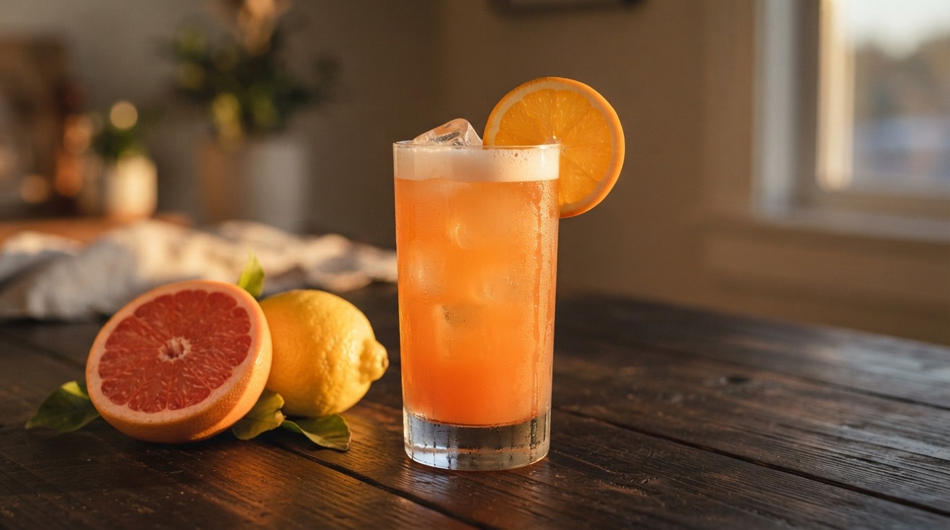 Rum cocktail met citroen, sinaasappel en grapefruitsap