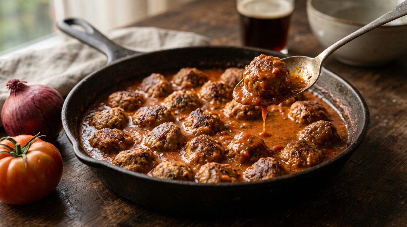 Rundergehaktballetjes met rode saus