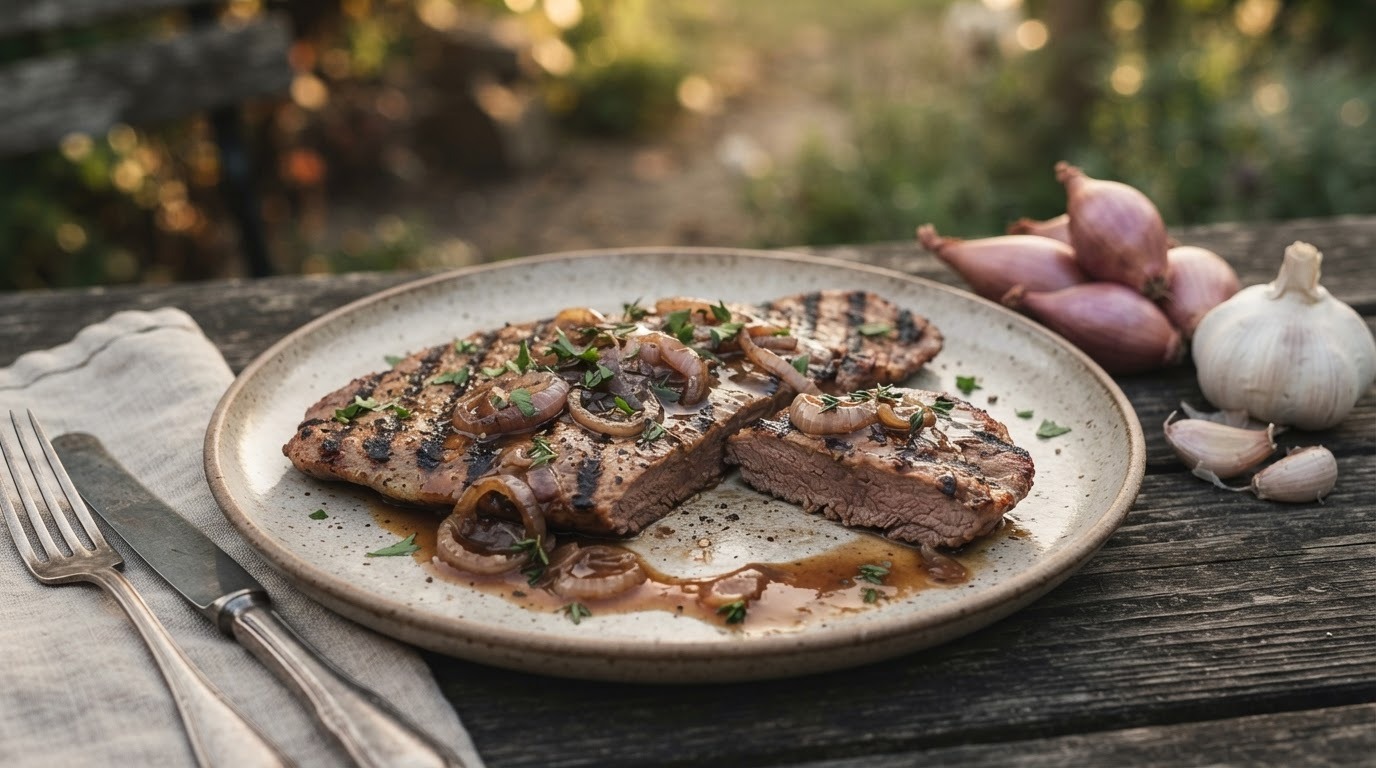 Runderschnitzel met sjalottensaus
