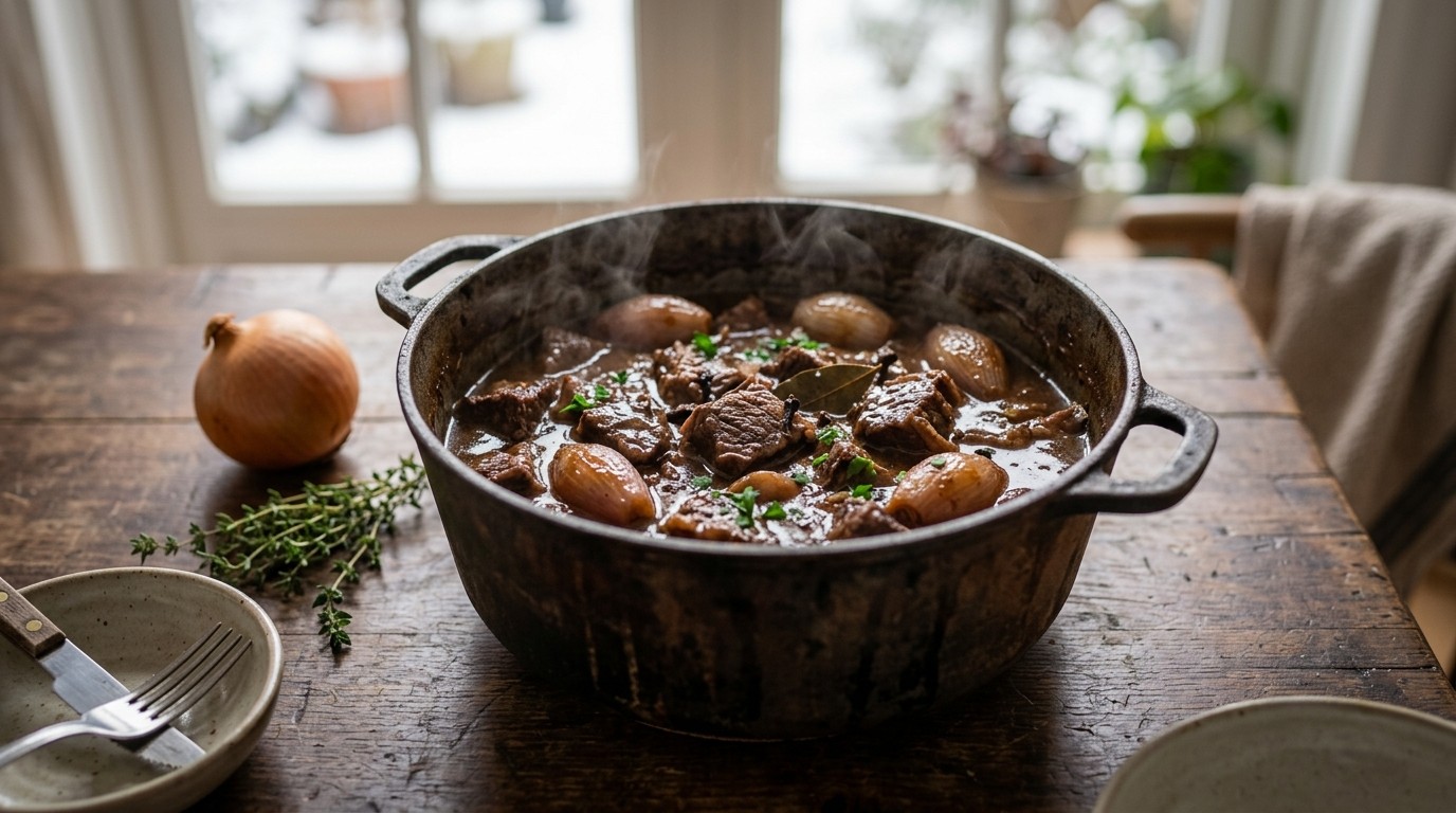 Runderstoofpotje met sjalotten en bier