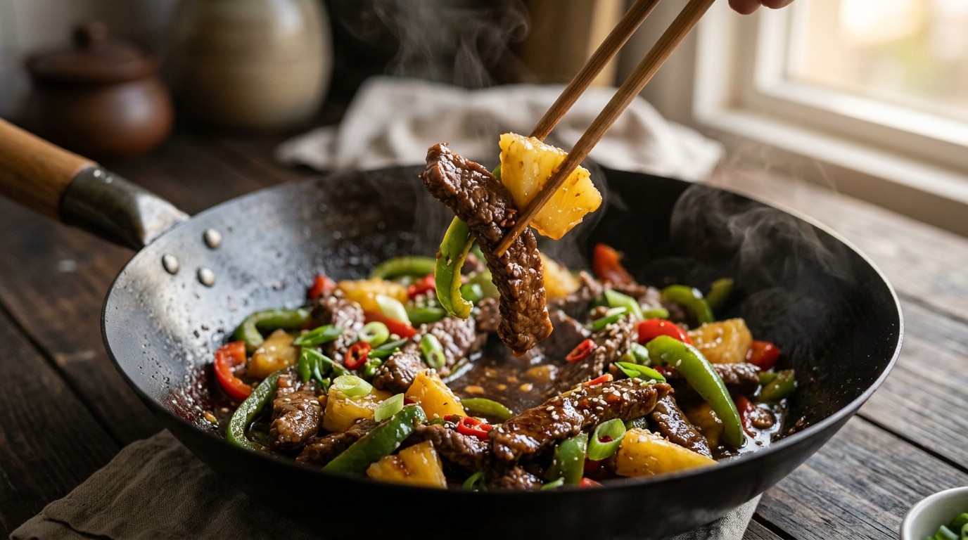 Rundvlees met Ananas en Paprika