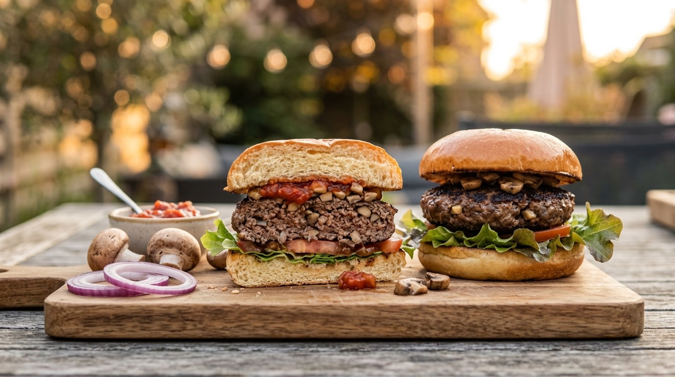 Rundvleesburgers met champignons