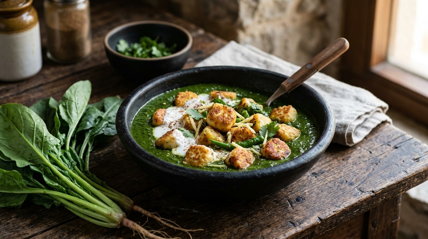 Saag Panir (kaasballetjes in Spinaziesaus)