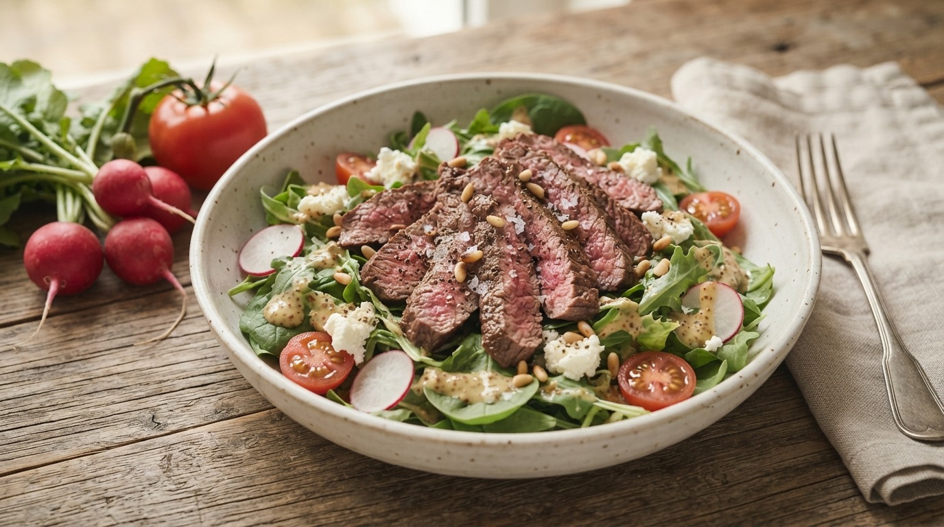Salade met biefstukreepjes