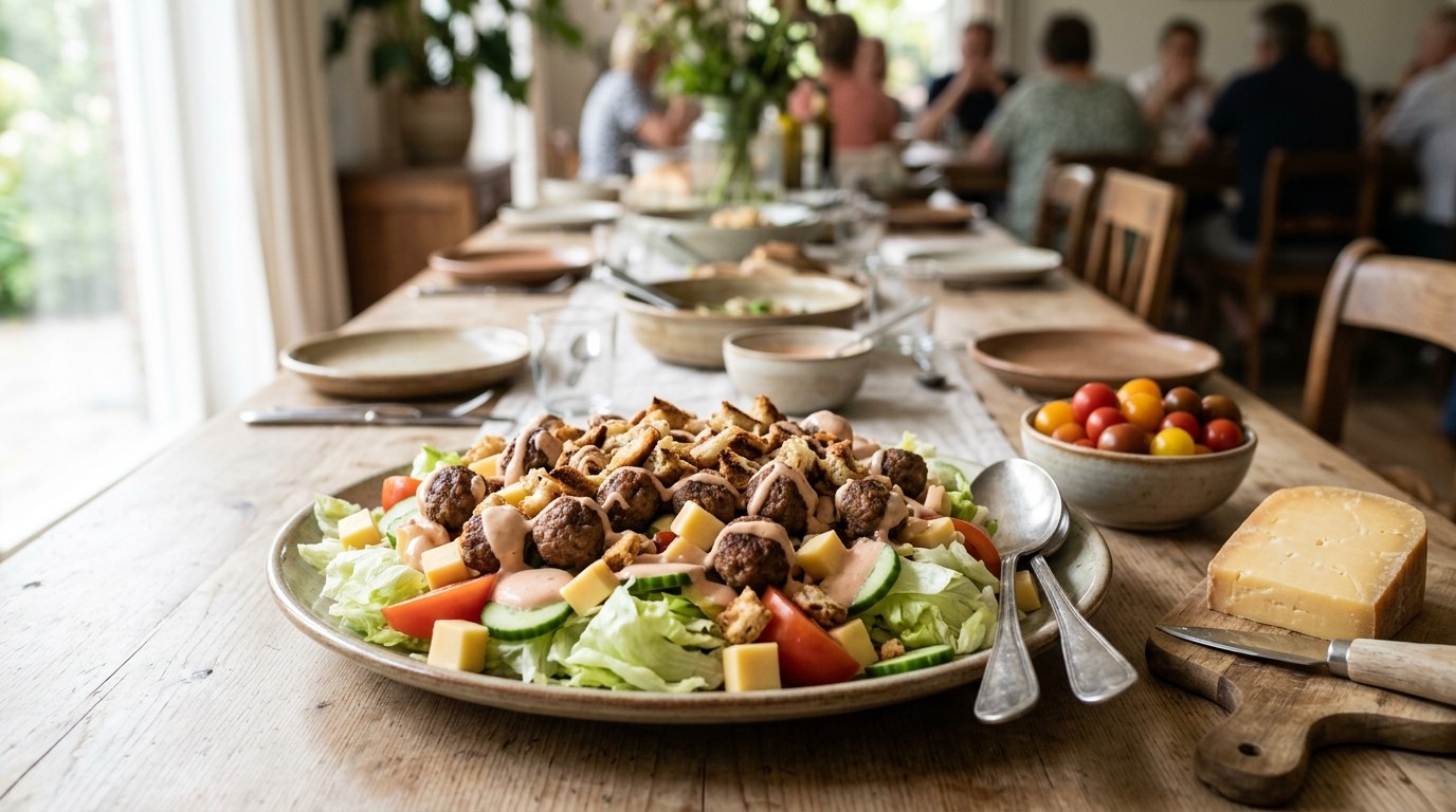 Salade met Gehaktballetjes Voor Buffet