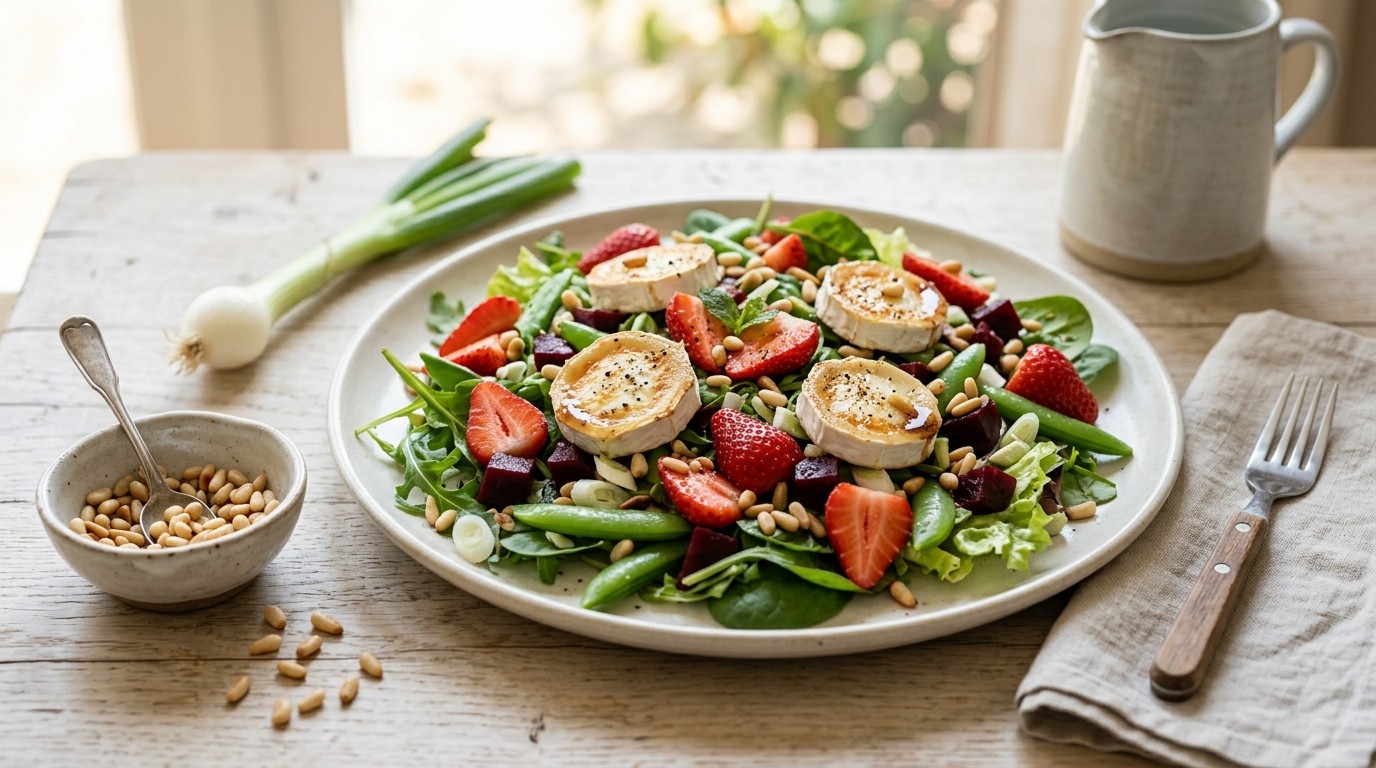 Salade met Geitenkaas en Aardbeien