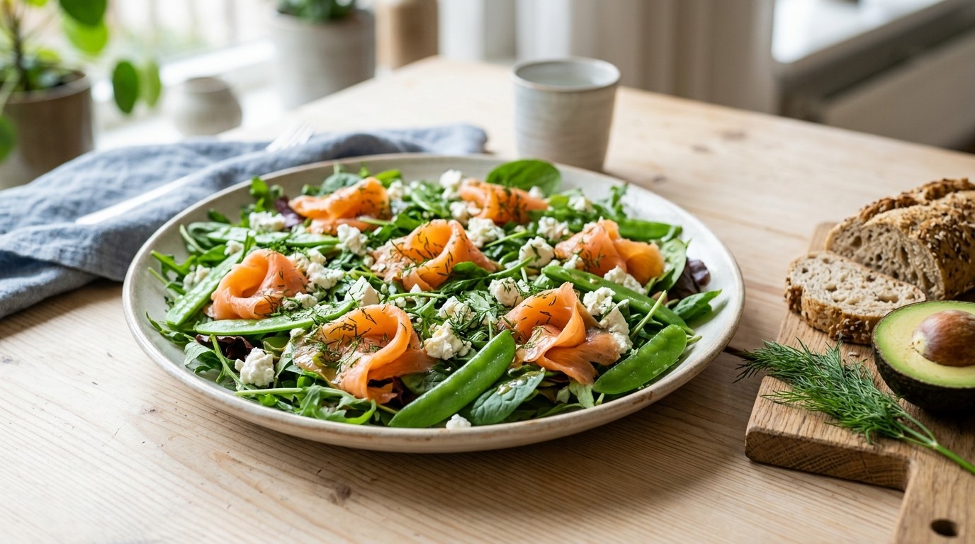 Salade met Gerookte Zalm en Feta