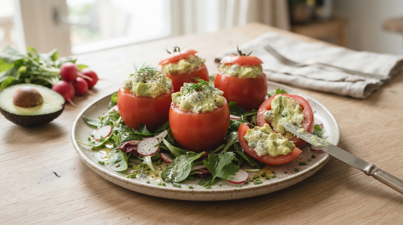 Salade met gevulde tomaten