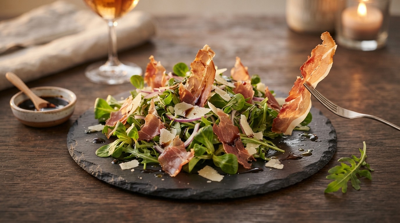 Salade met krokante parmaham