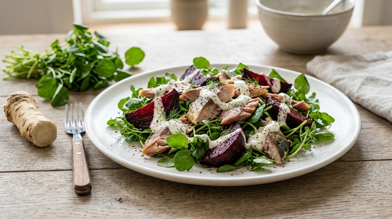 Salade met Makreel, Bietjes en Mieriksroom