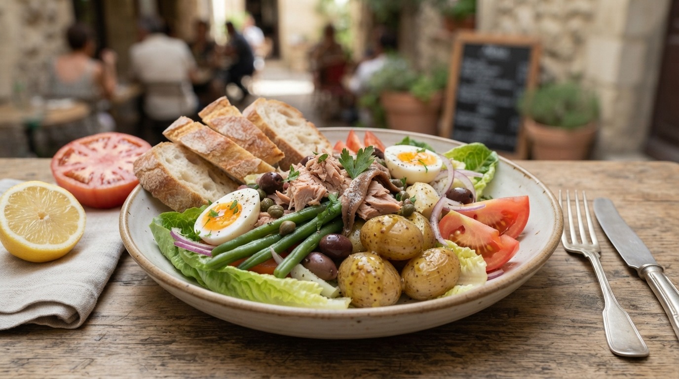 Salade Nicoise met stokbrood