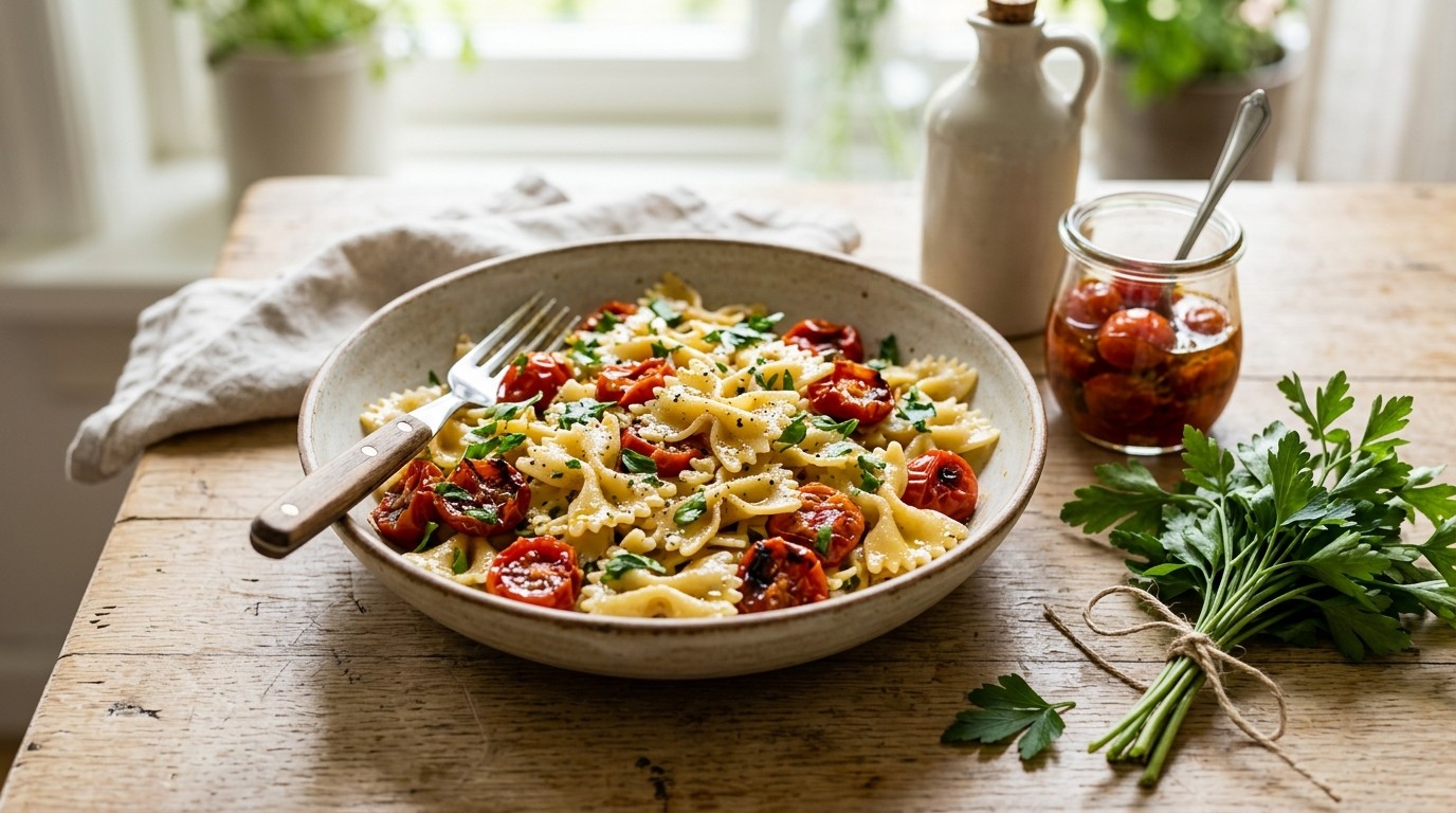 Salade van Farfalle met Gekonfijte Tomaten