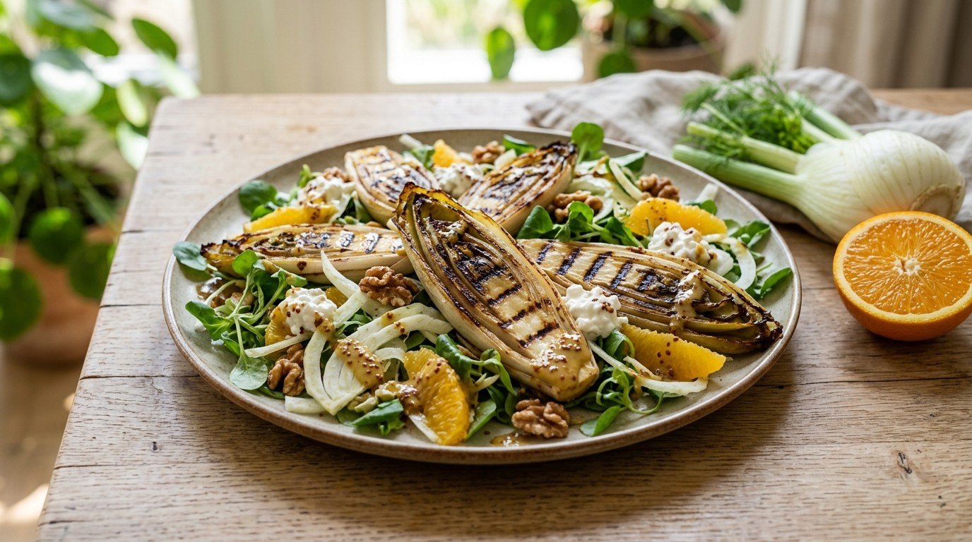 Salade van gegrilde witlof