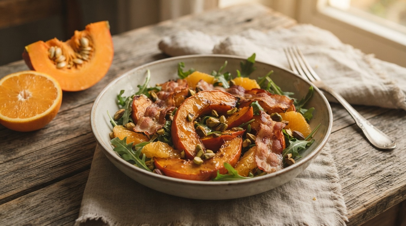 Salade van pompoen met bacon