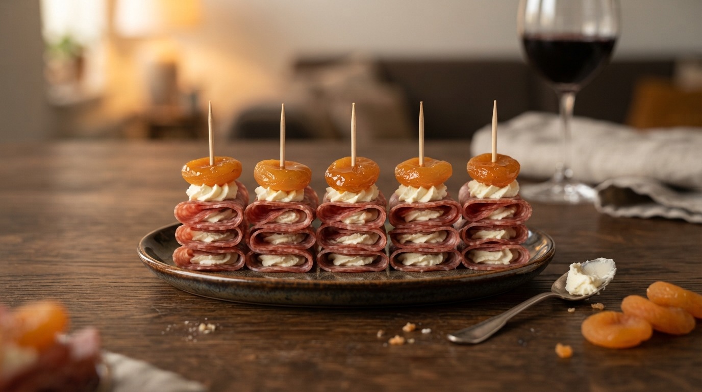 Salami torentjes met abrikozen