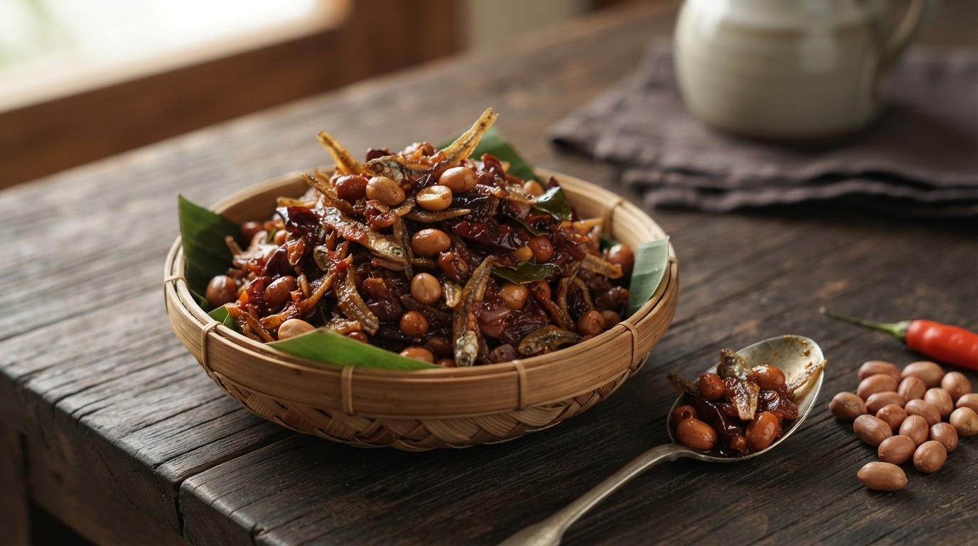 Sambal goreng ikan teri (pittige vis)