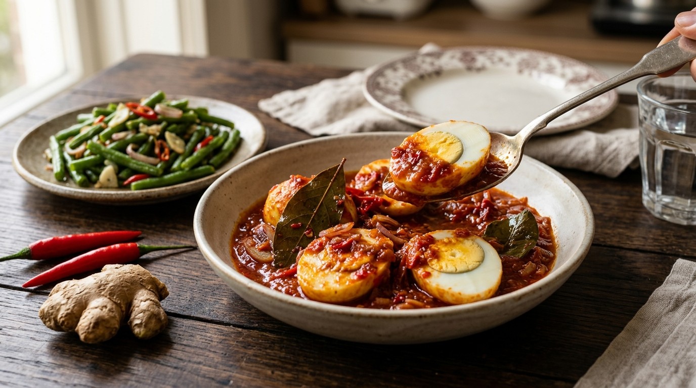 Sambal Goreng Telor met Toemis Boontjes