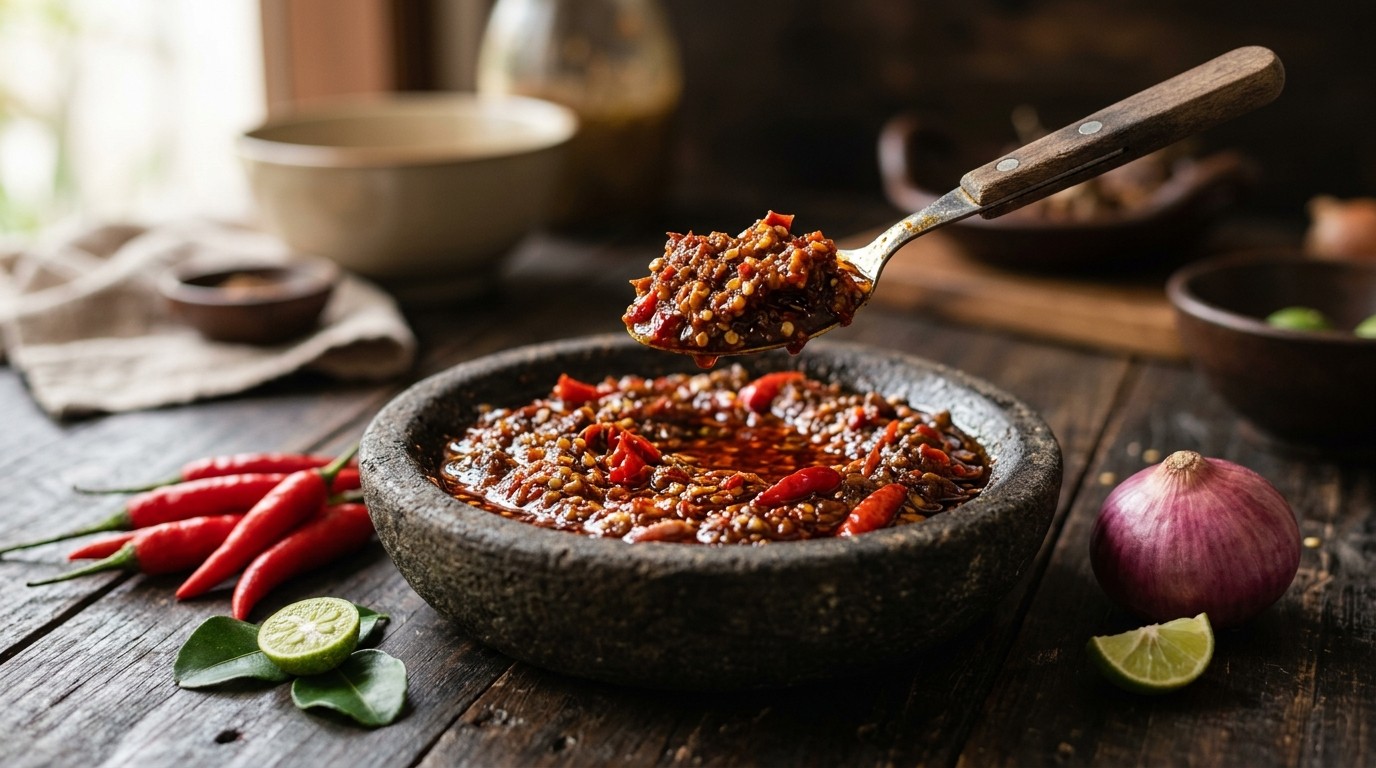 Sambal Trassi (sambal met Garnalenpasta)