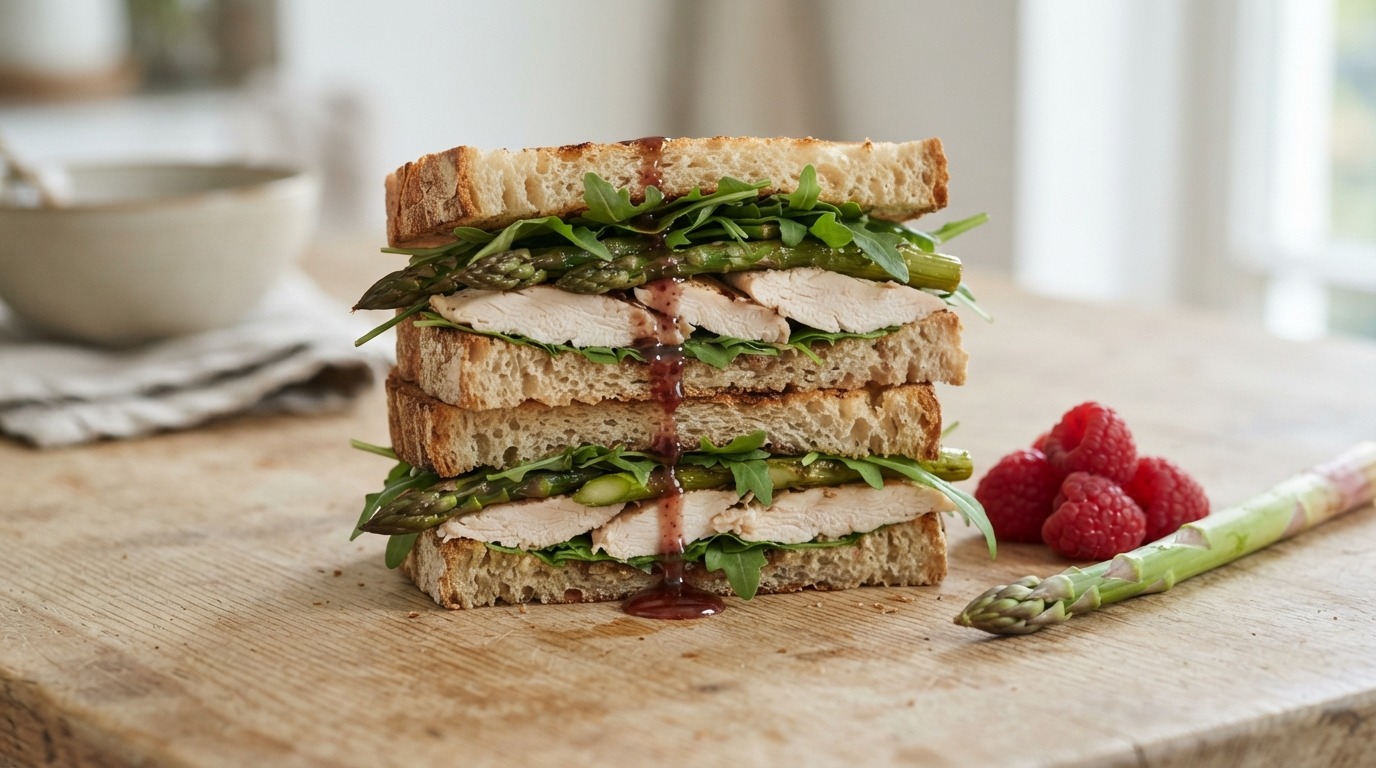 Sandwich met kip en asperges