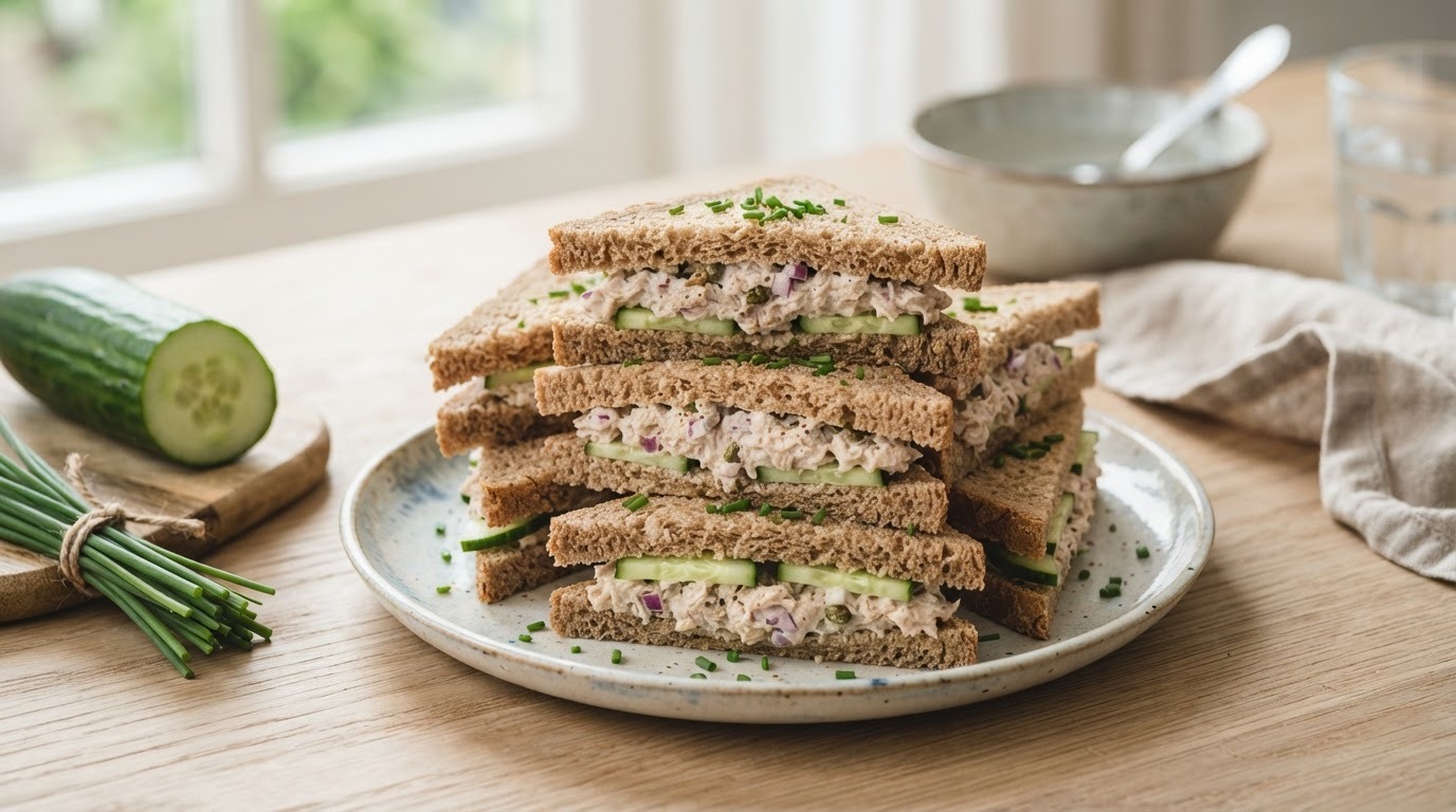 Sandwiches met komkommer en tonijn