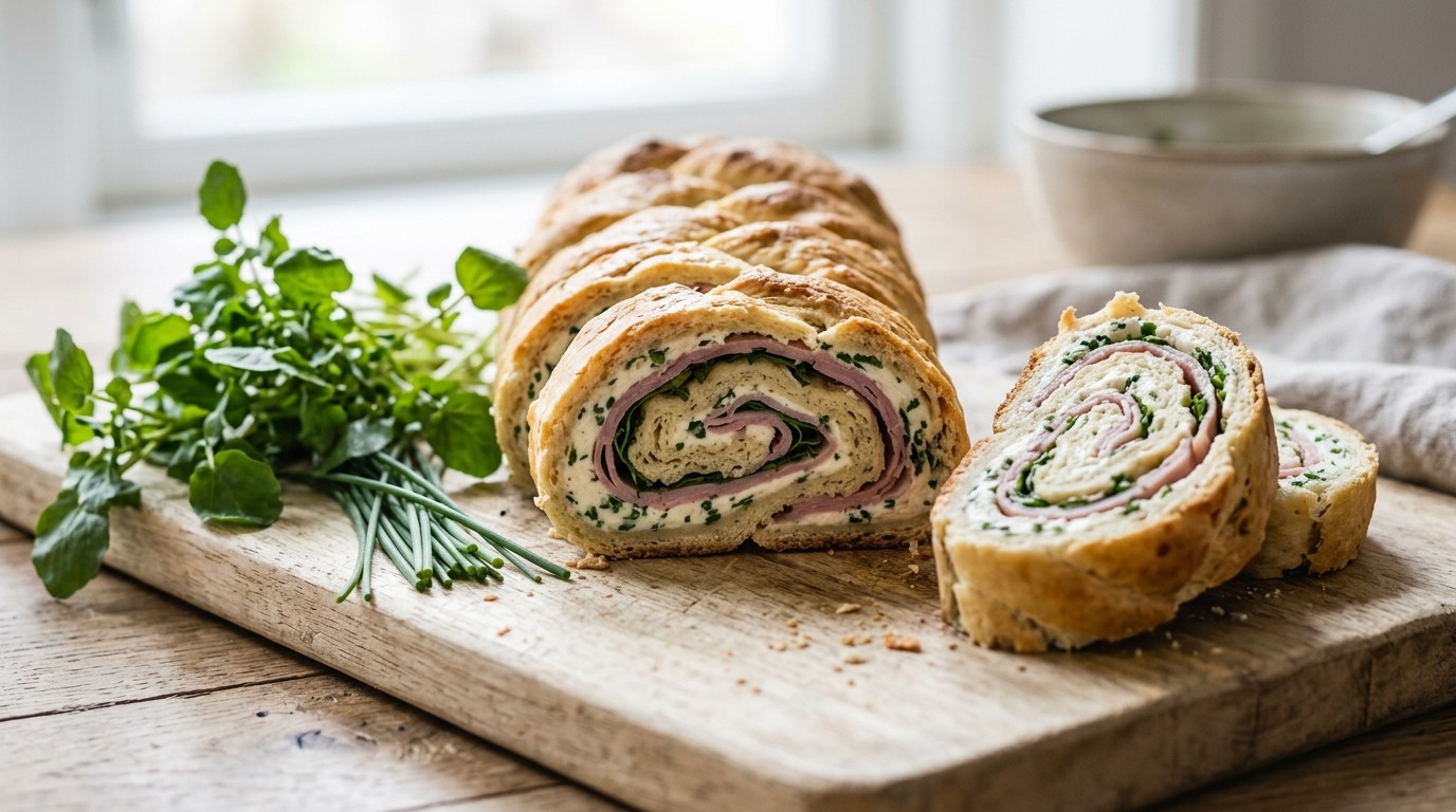 Sandwichrol met ham en Kwark