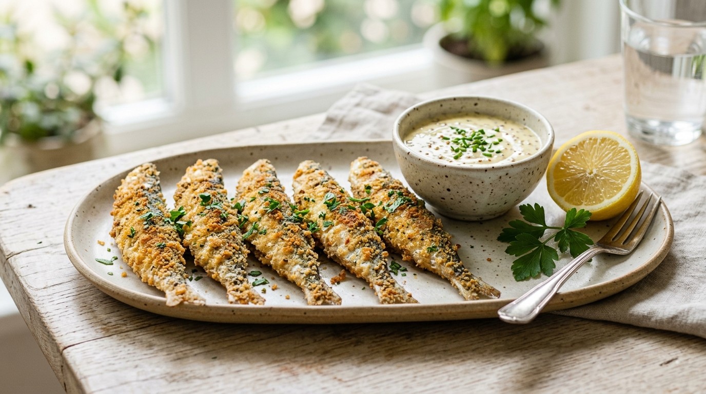 Sardientjes met mosterdroomsaus