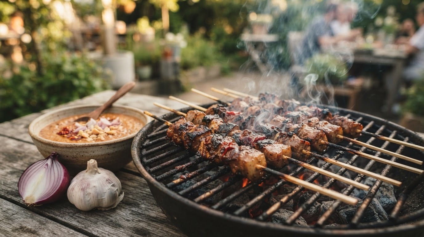 Sate Tusuk Babi of Sapi (varkensvlees of rundvleessate)