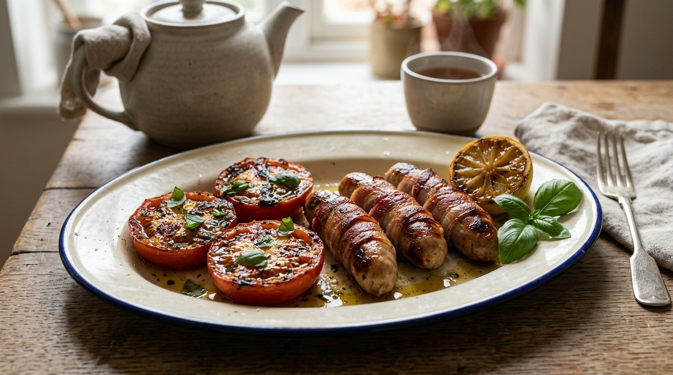 Saucijsjes met gegrilde tomaat