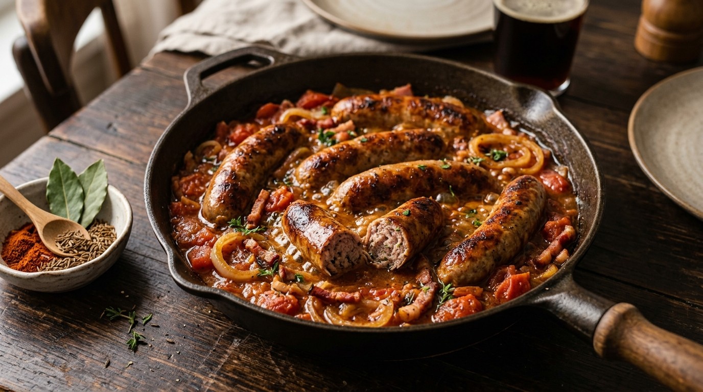 Saucijsjes met tomaat en ui