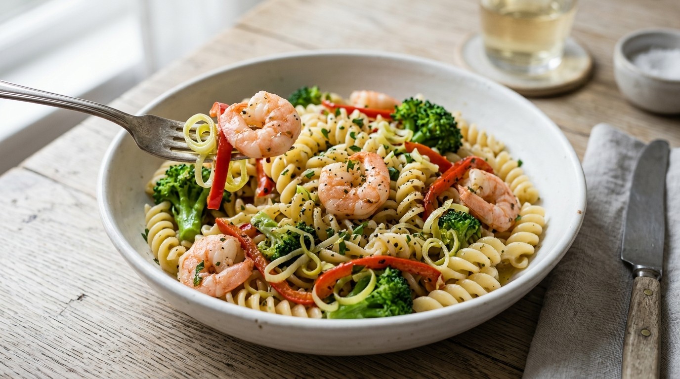 Scampi met pasta