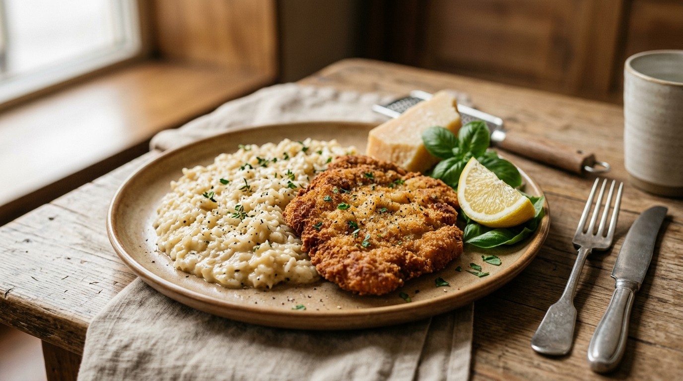 Schnitzel Italiana met Risotto