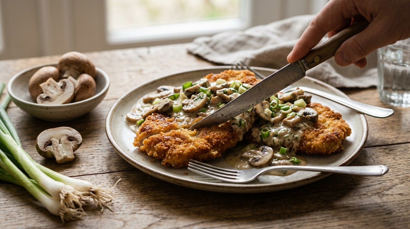 Schnitzels met Champignonroomsaus
