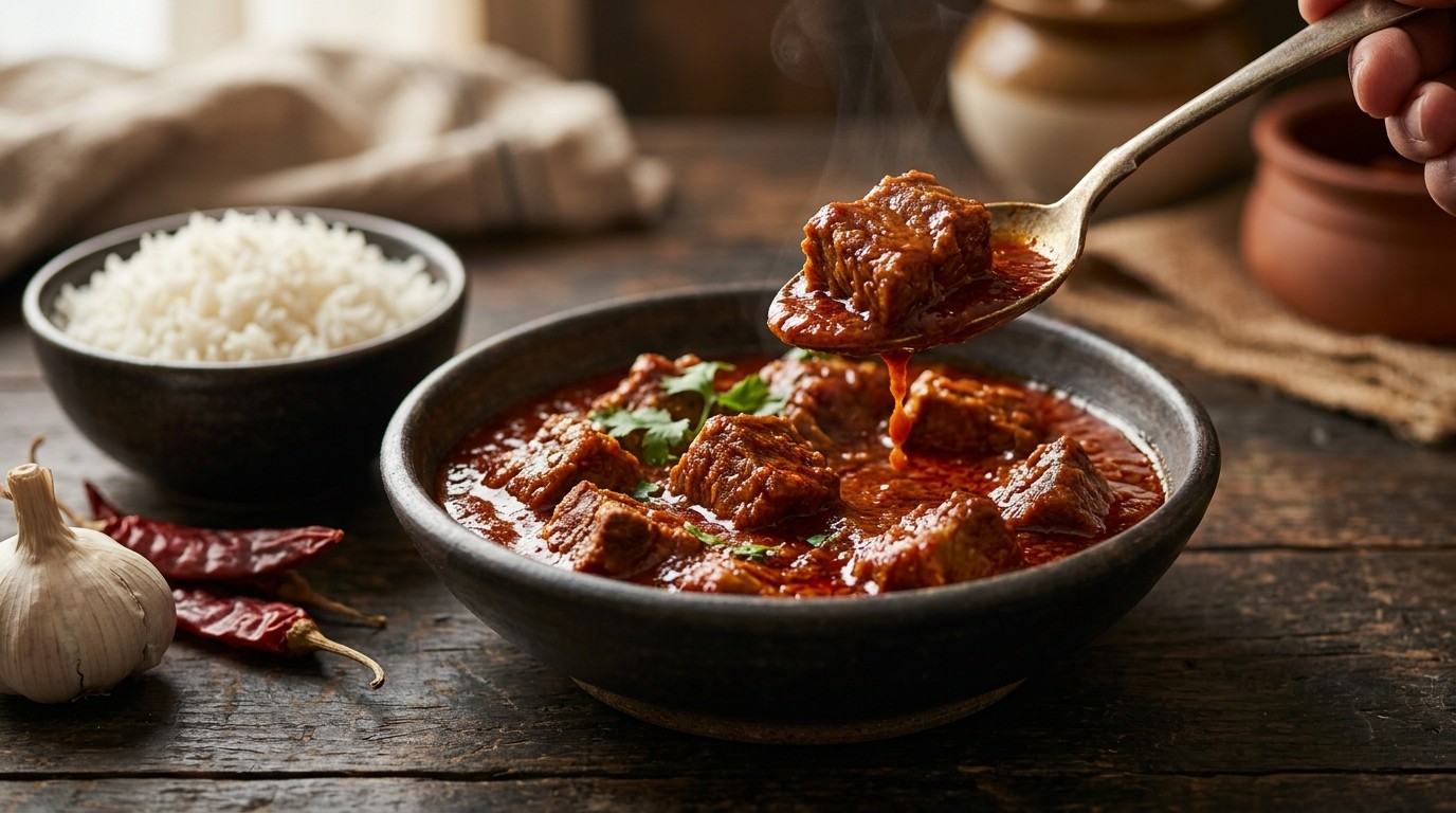 Shikar ka Vindaloo (pikante Varkenscurry met Azijn)