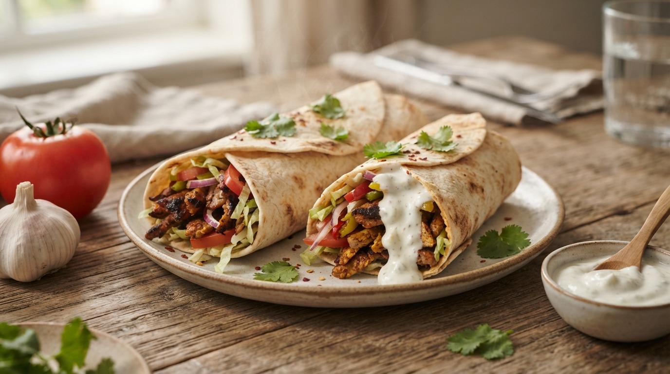 Shoarmawraps met knoflookyoghurt