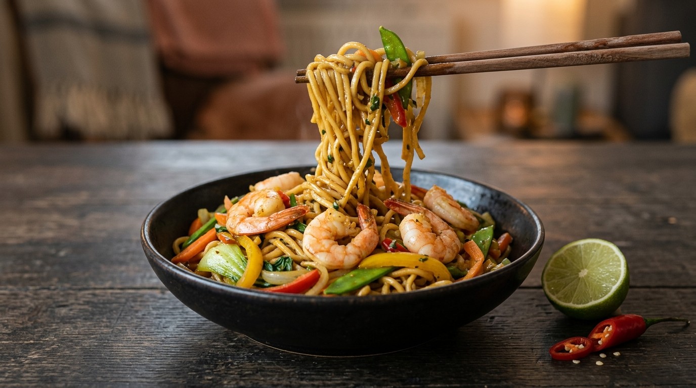 Siam mie met gamba's