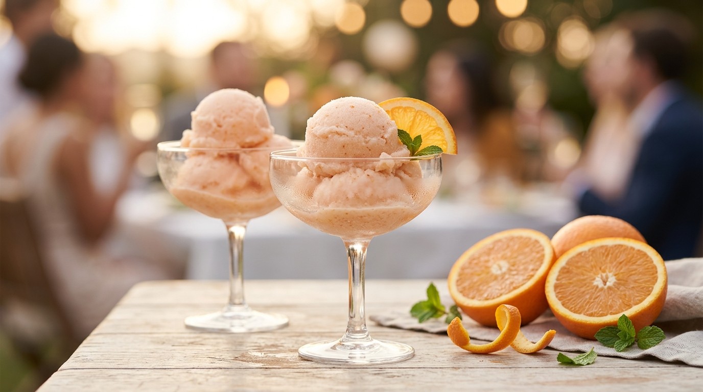Sinaasappel en Cava Sorbet