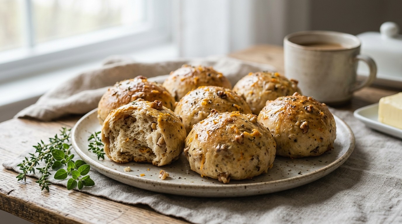 Sinaasappelbroodjes met walnoten