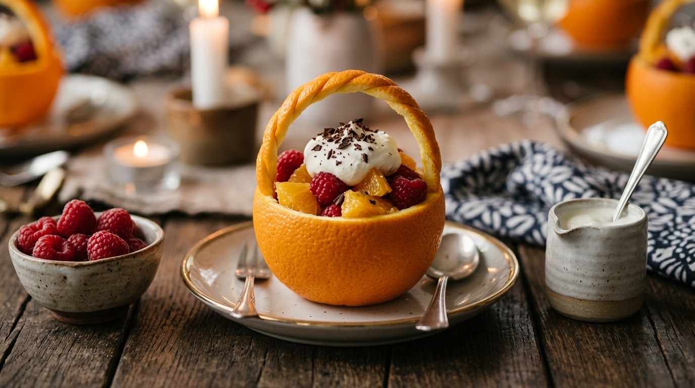 Sinaasappelmandje met Fruitsalade