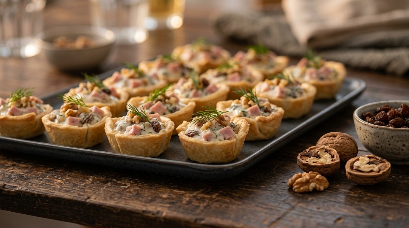 Snackcups met gekookte ham en yoghurtgelei