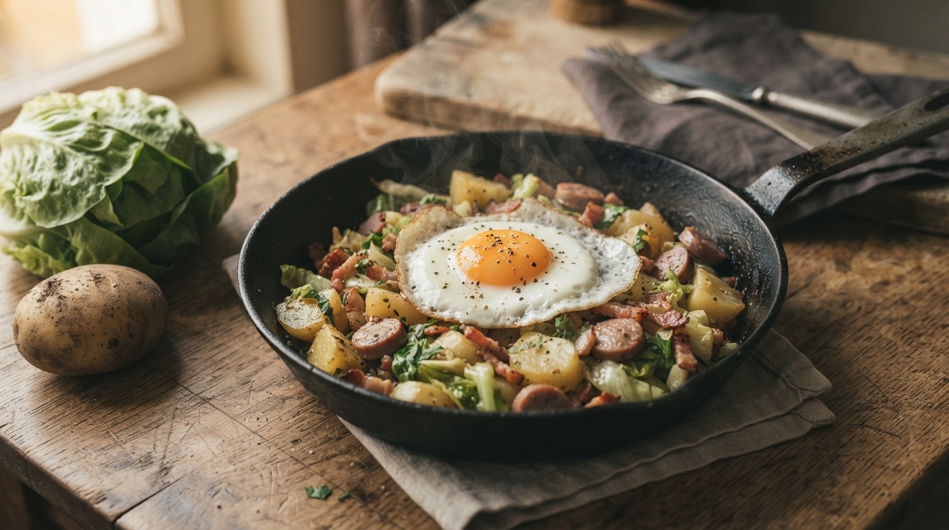 Snel Klaar Eenpansgerecht met sla, Aardappel en Spek