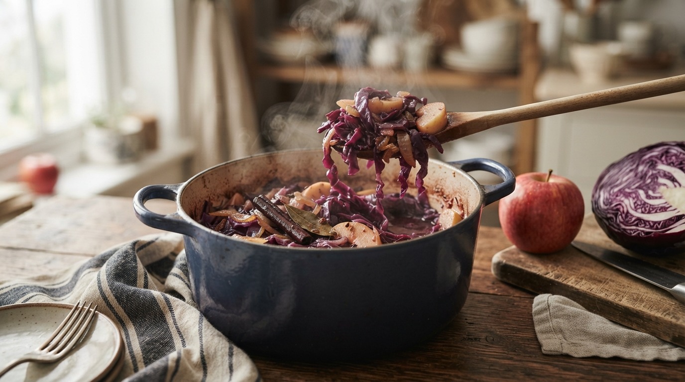 Snelkookpan rodekool met appeltjes